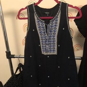 Madewell embroidered dark navy dress